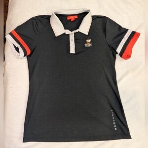 Redvanly Polo Shirt Ladies Collared Golf Pickleball Tennis Cabot Black Red Med